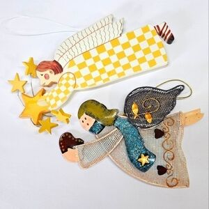 County Style Flying Angel Holiday Christmas Ornament Set Department 56 Wood Wire